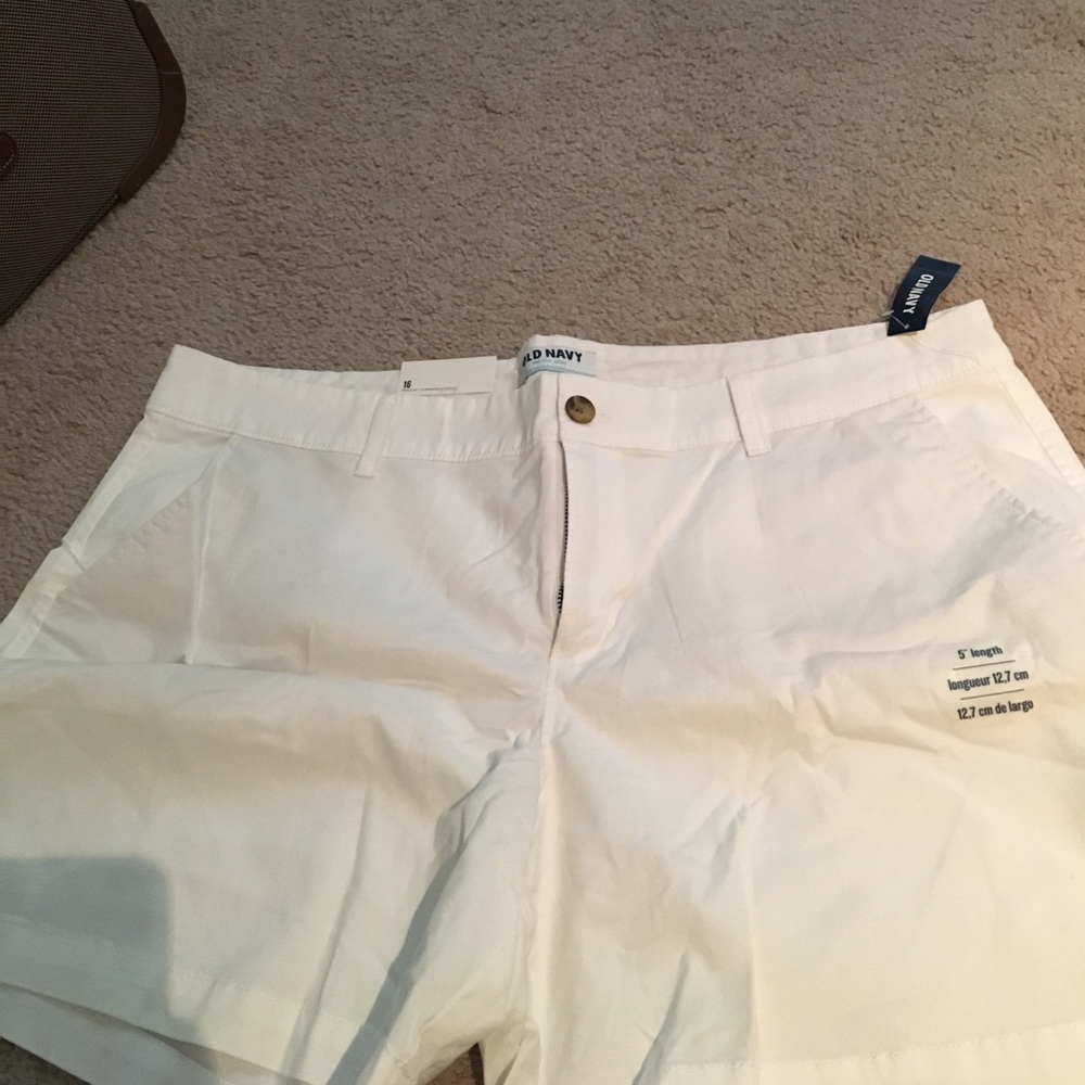 White 5" length shorts. NWT
