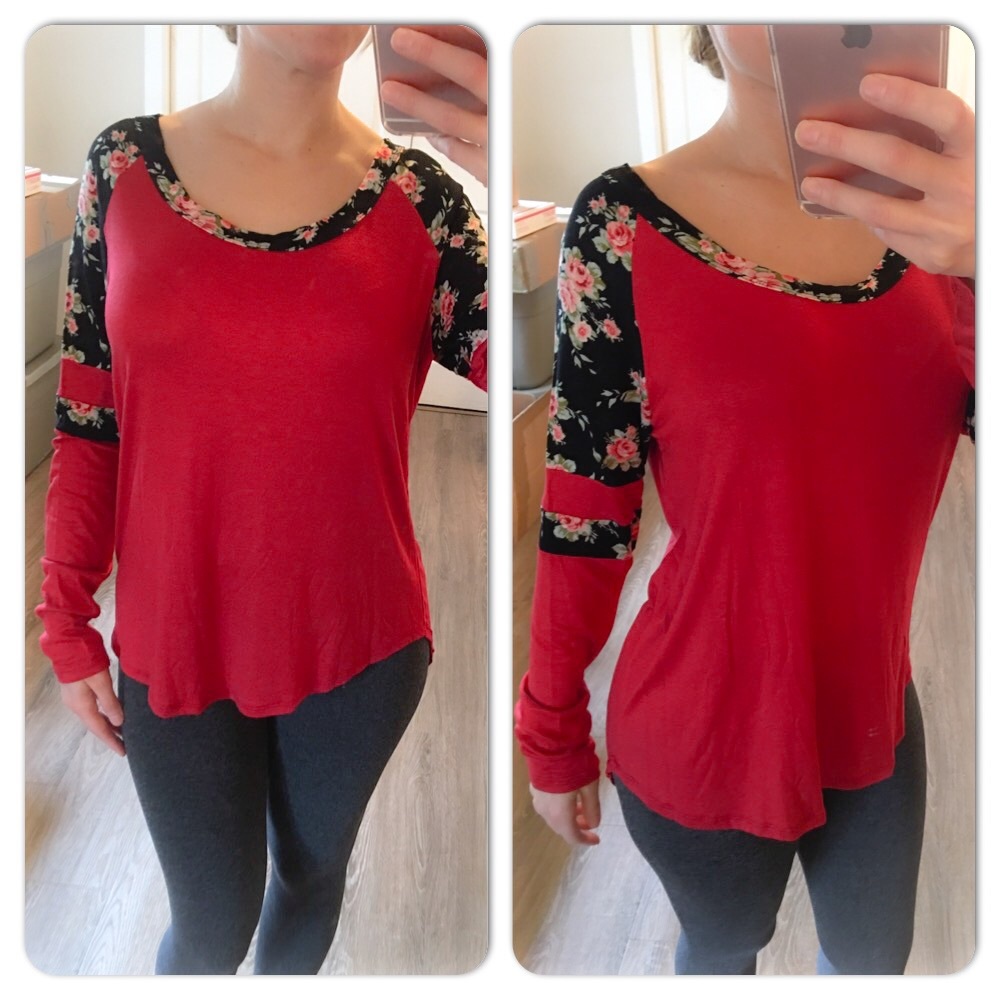 Beautiful Red/Black Floral Top