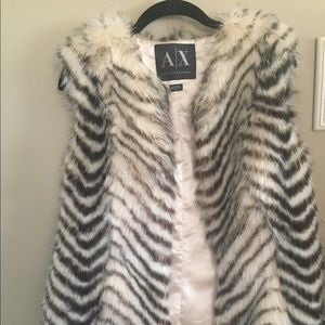 Armani exchange faux fur vest coat