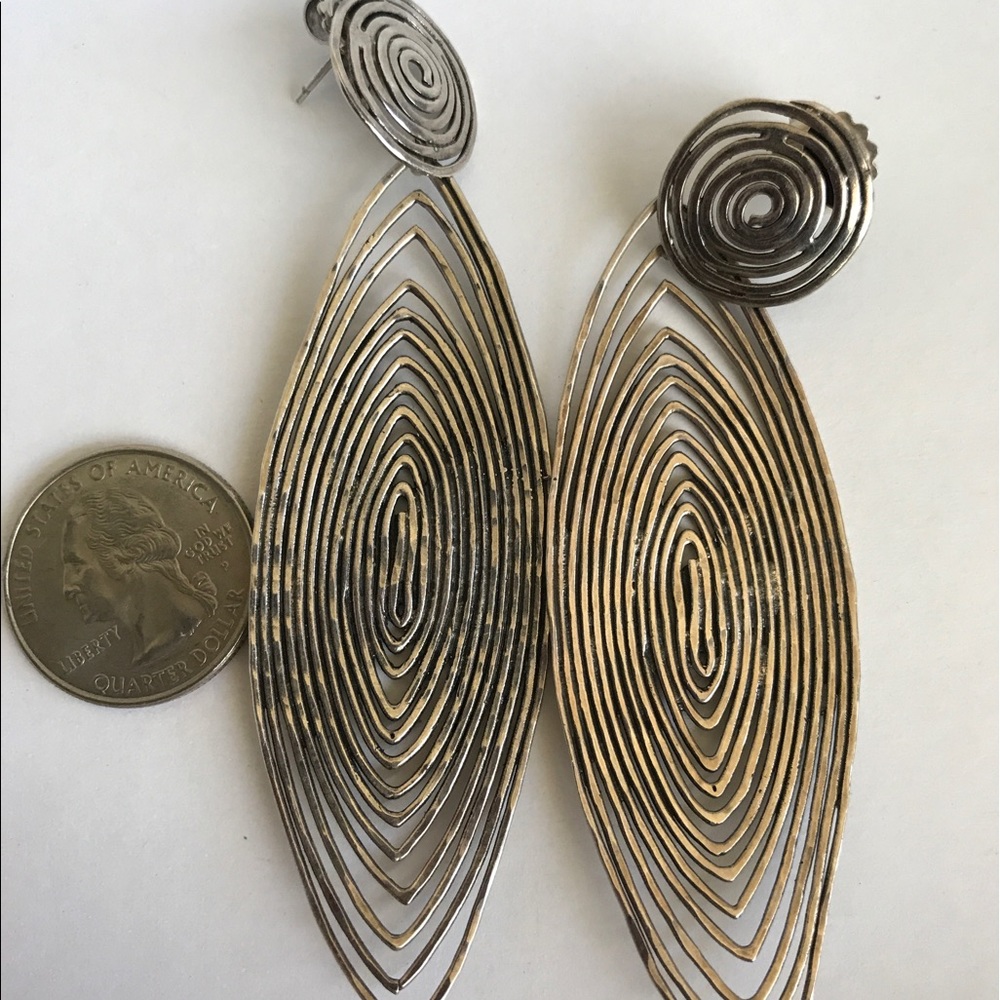 Gas Bijoux long wave large size silver earrings