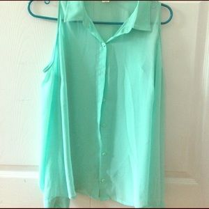 Turquoise sheer button up