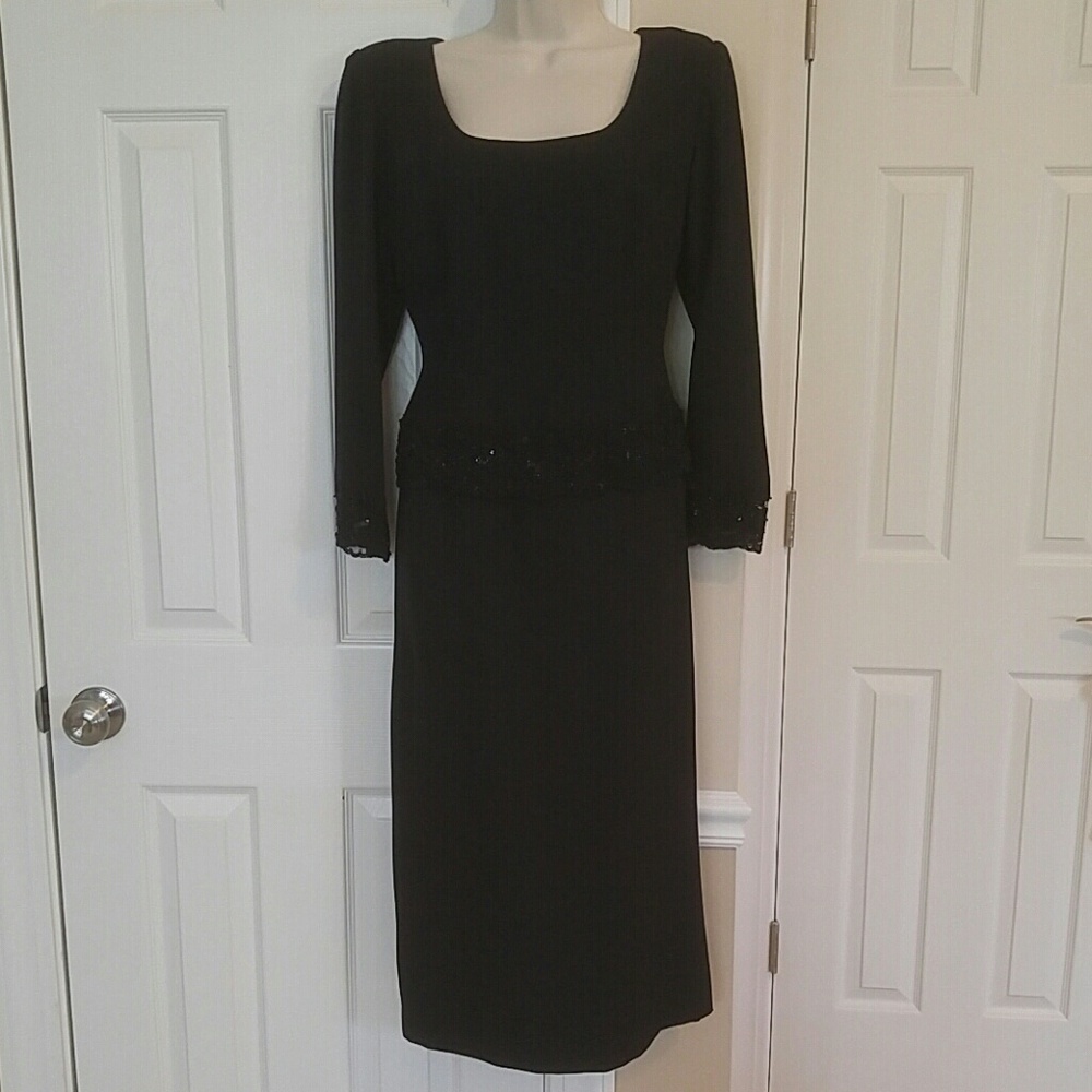 Talbots Black Sequin Trimmed Dress