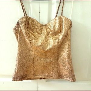 Gold glitter snake skin pattern corset top