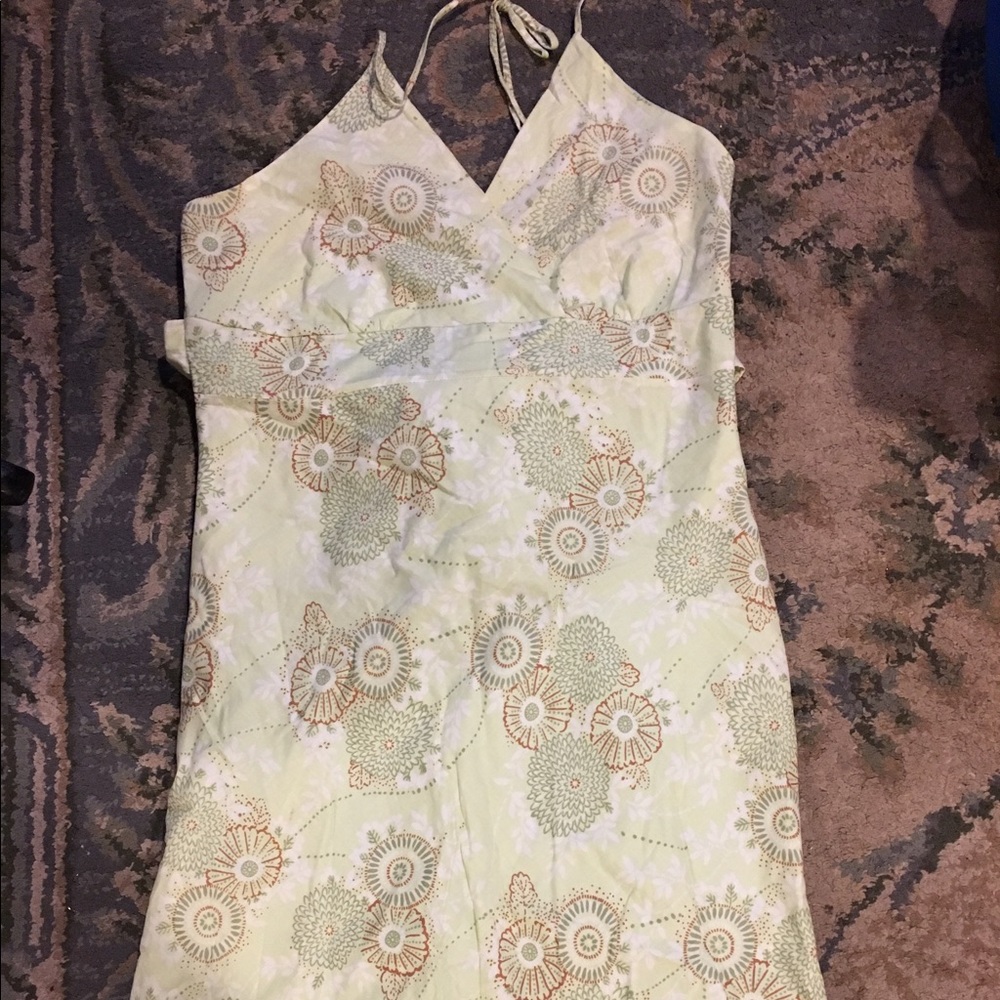 Light green with brownish accent design sun dress