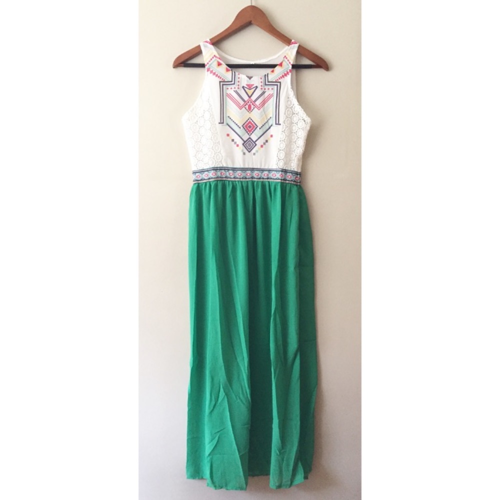 NWT Sheer Colorful Tribal Maxi Dress