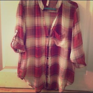 Sheer flannel pattern top