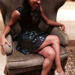 Blue Sequined Party Dress