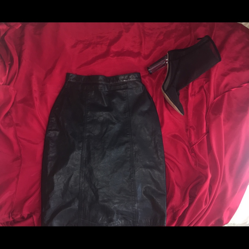 Black Genuine Leather Skirt