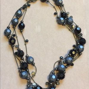 Long blue and black necklace