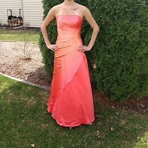 Peach/Coral Glittered Prom Dress
