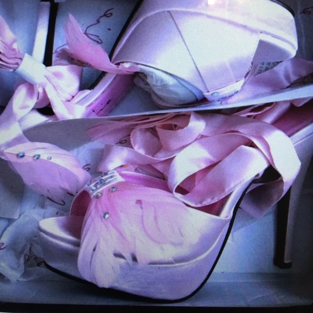 Ellie pink lace up ballerina feather pumps size 11