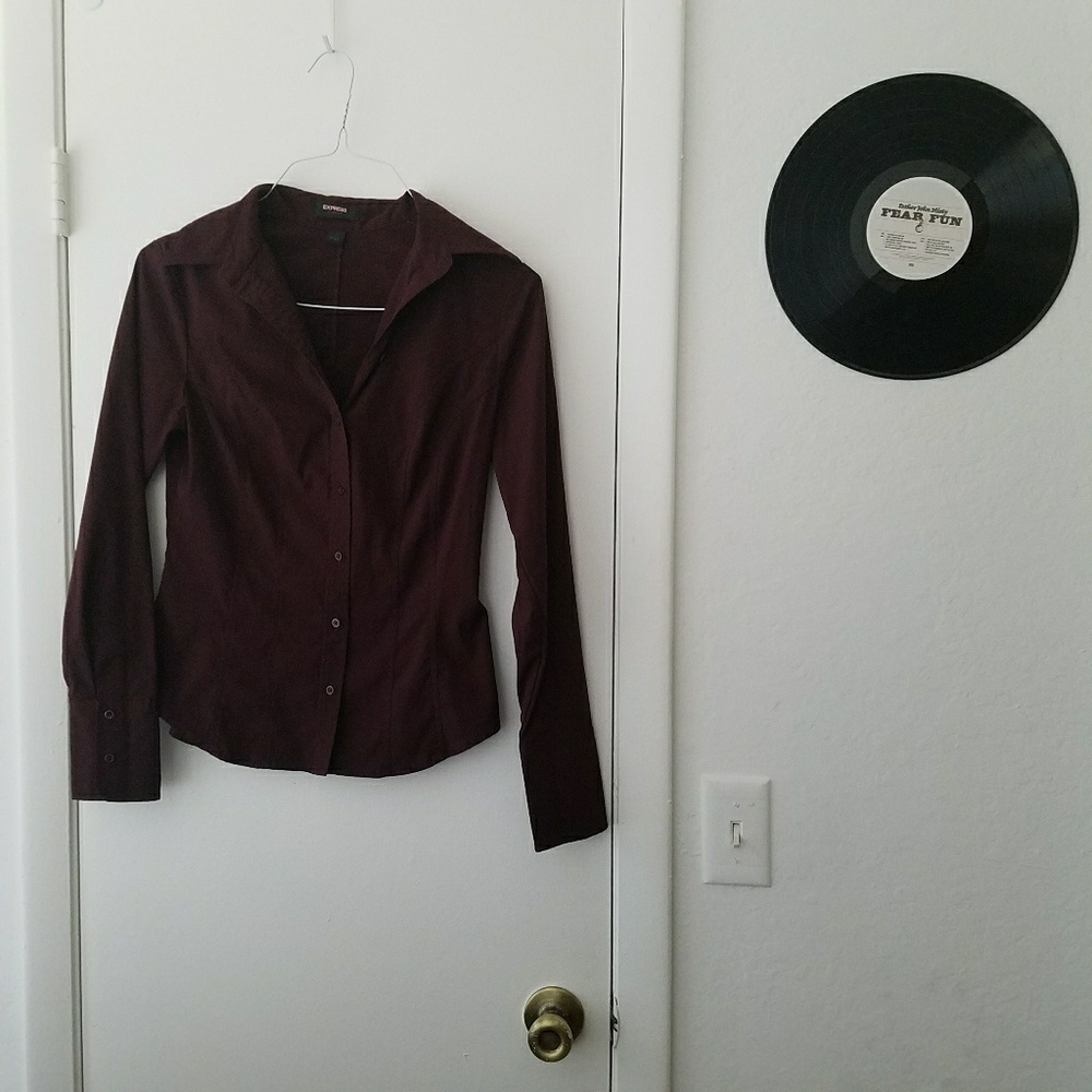 DONATED!! Express Dark Maroon Fitted Button Down