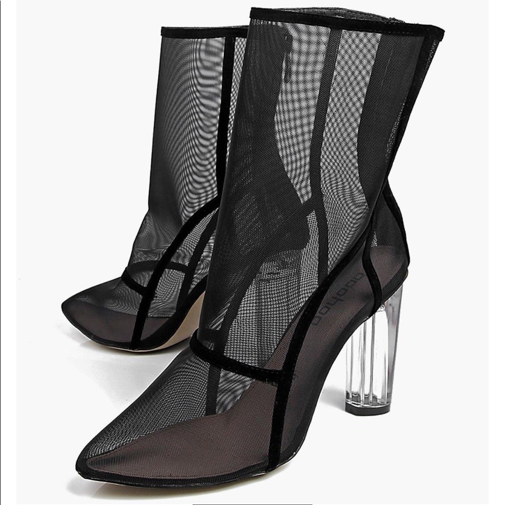Lola Clear Cylinder Mesh Sock Boot