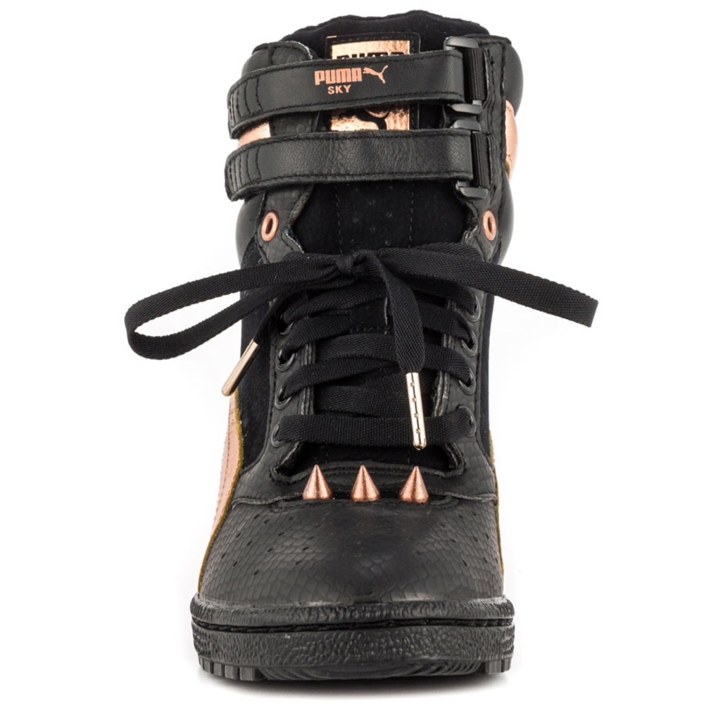 Puma sky wedge black and rose gold sneakers 7.5