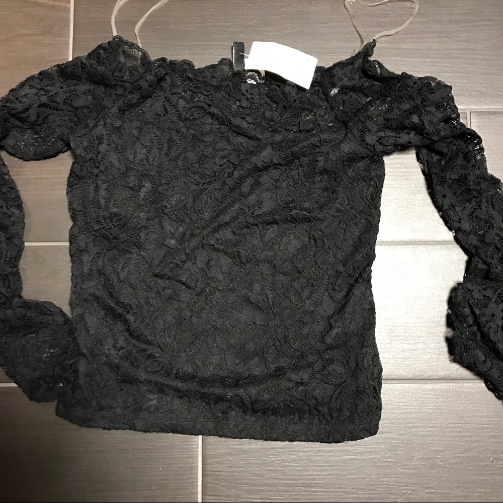 Lace off the shoulder knit crop top