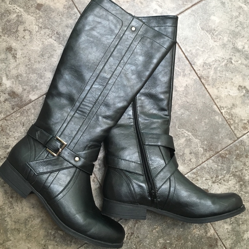 Knee-High Faux Leather Boots