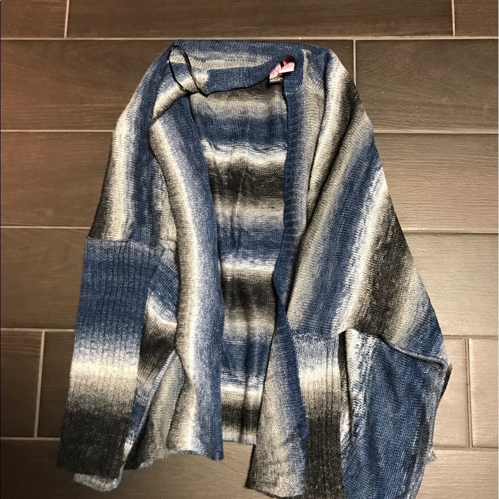 Stripe drop shoulder open cardigan