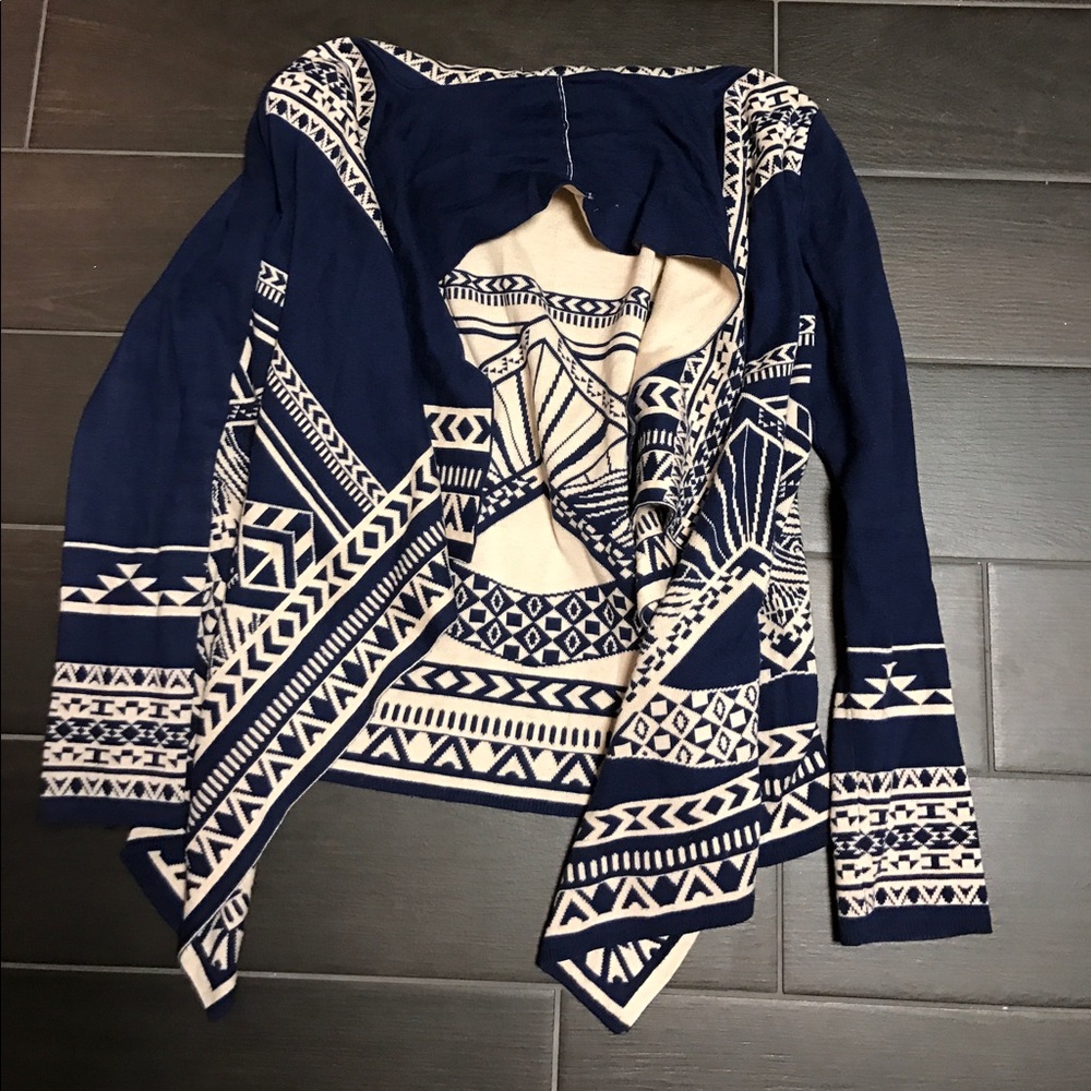Aztec print drape cardigan