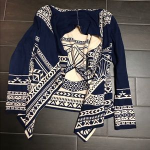 Aztec print drape cardigan