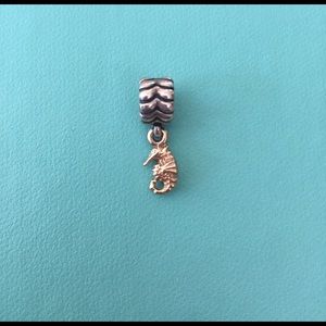 Authentic Pandora Hanging Seahorse charm with gold
