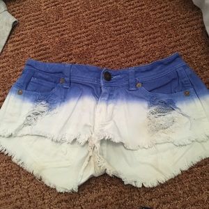 Kendall and Kylie destroyed denim cutoff shorts