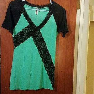 Mint Green & Black Top