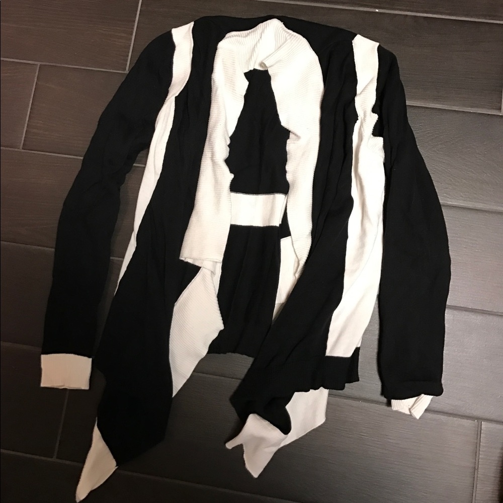 Black and white drape cardigan