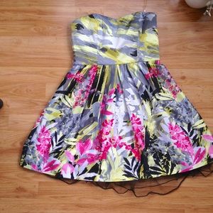 Speechless Floral Strapless Semi Formal Dress