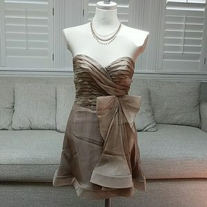 ABS Allen Schwartz Bow Tie Silk Organza Dress