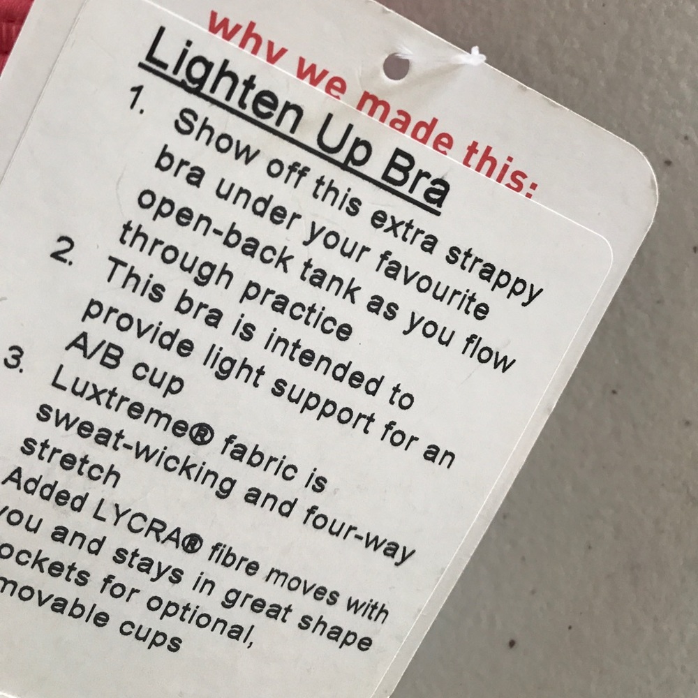 NWT LULULEMON LIGHTEN UP BRA PINK -- Size 8 - Picture 3 of 4