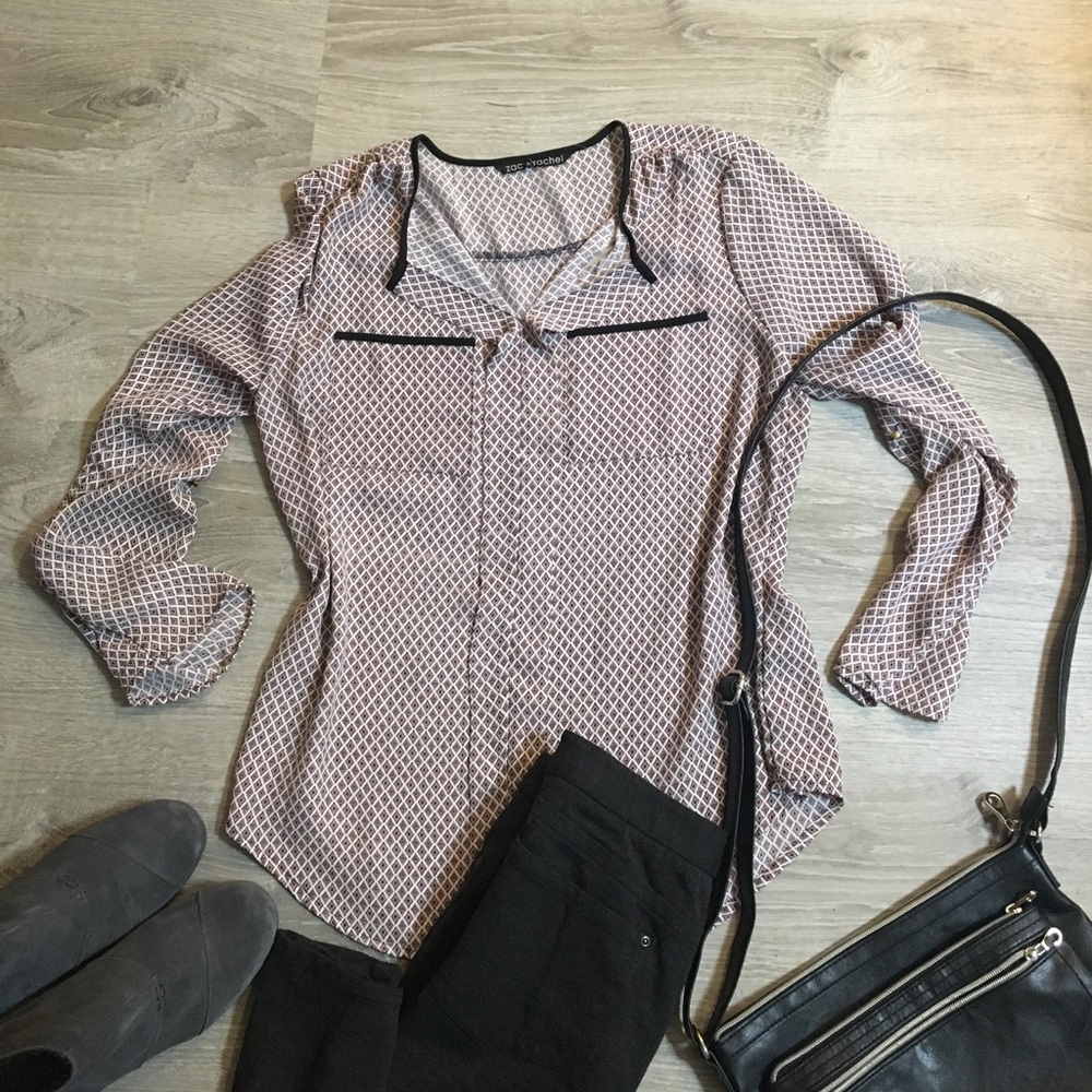 Zac & Rachel pullover geometric print blouse,  S.