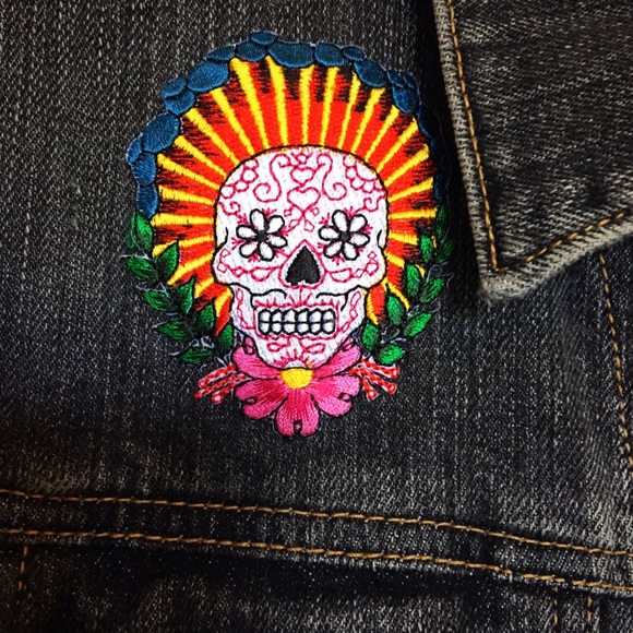 💀Gap💀 Vest w/Sugar Skull/calavera Patch - Picture 3 of 6