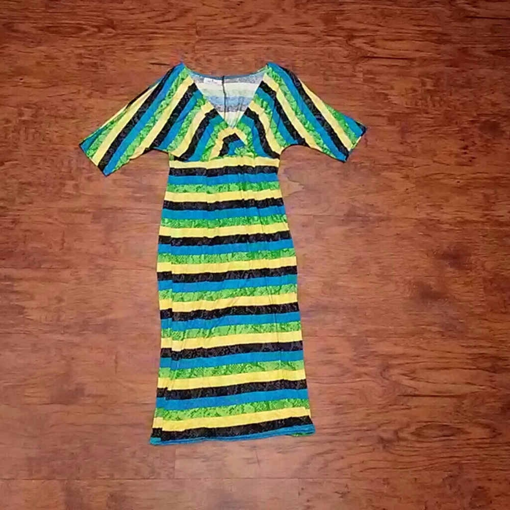 Sexy Striped knit midi short sleeve summer dress - Picture 4 of 4