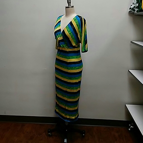 Sexy Striped knit midi short sleeve summer dress - Picture 2 of 4