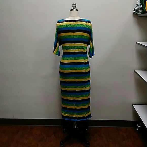 Sexy Striped knit midi short sleeve summer dress - Picture 3 of 4