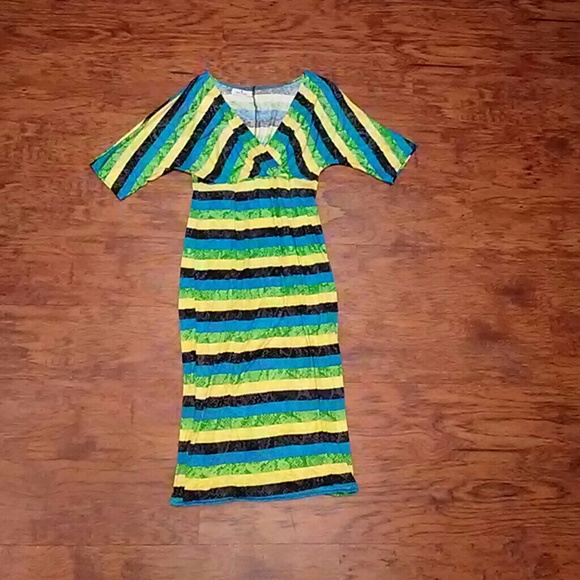 Sexy Striped knit midi short sleeve summer dress - Picture 4 of 4