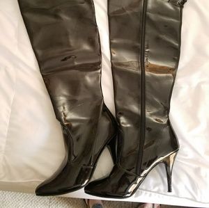 Thigh high pleather boots