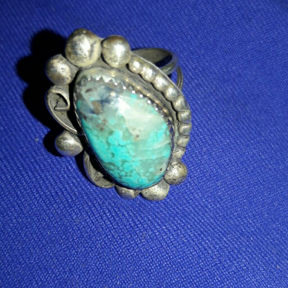 Vintage Navajo big sz 4.5 ooak sterling turquoise