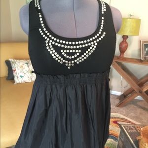 Black dress w Silver/bronze studs - Empire Waist