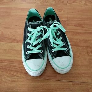 Black and mint converse
