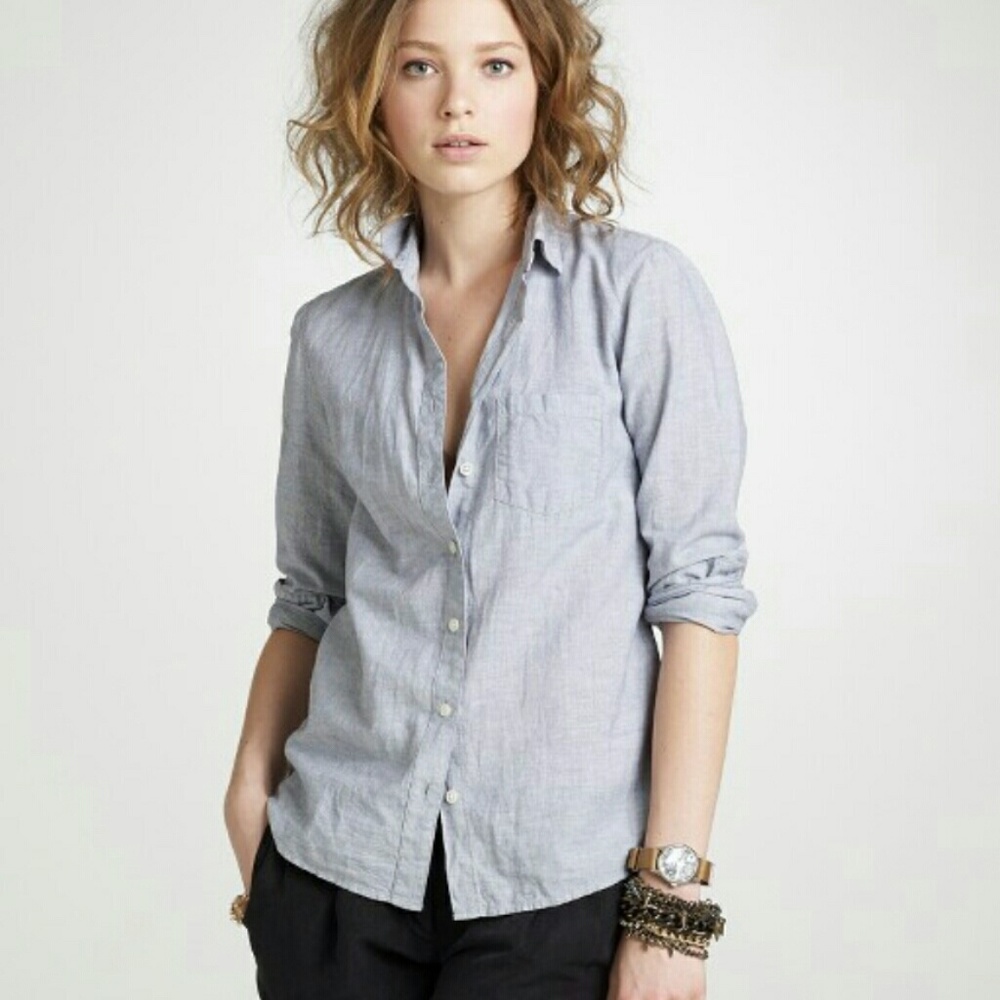 [J. Crew] Indigo Microstripe Shirt