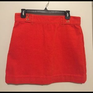 Orange Corduroy Mini Skirt