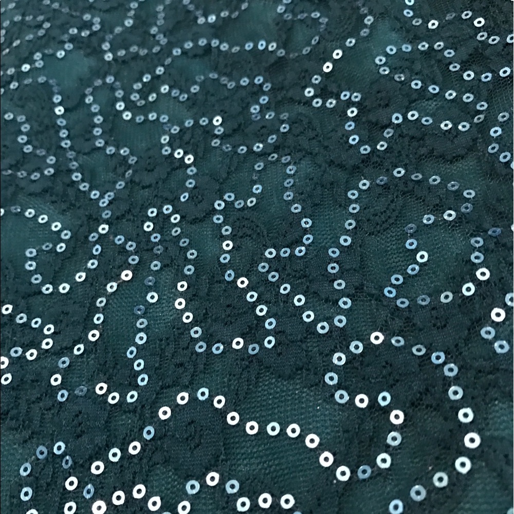 Sequined, turquoise, one-shoulder formal dress. - Picture 2 of 5