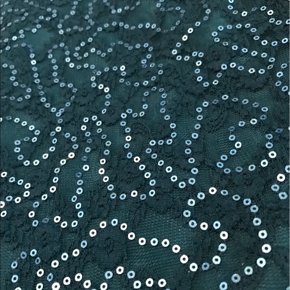 Sequined, turquoise, one-shoulder formal dress. - Picture 2 of 5