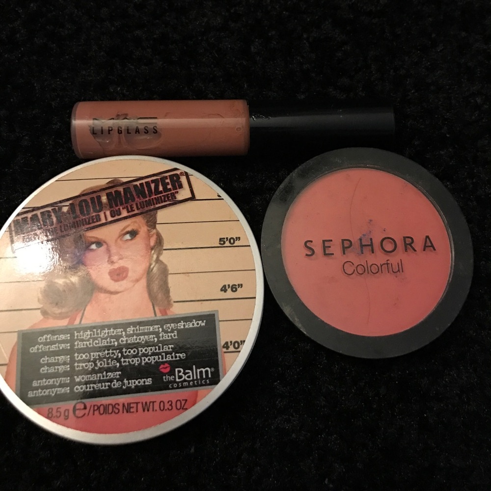 Highlighter and blush and mac glass bundle