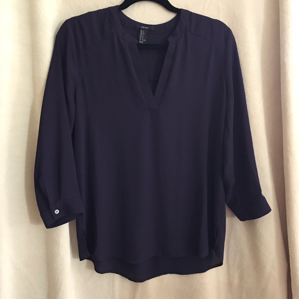 F21 Semi-Sheer Purple Blouse
