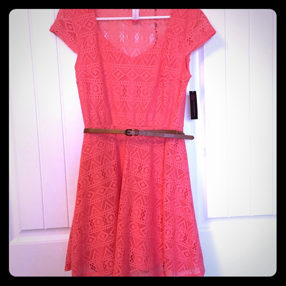Coral Crochet Dress