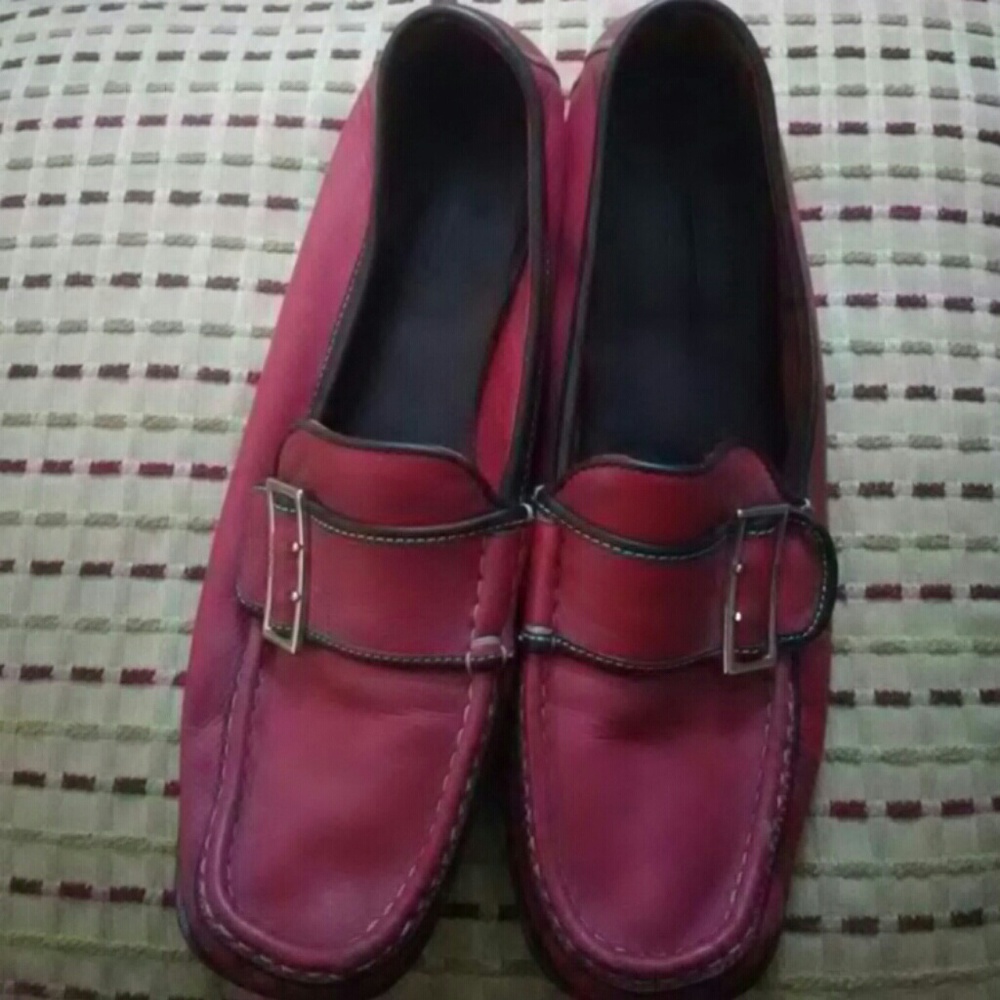 Coach soft red leather loafers