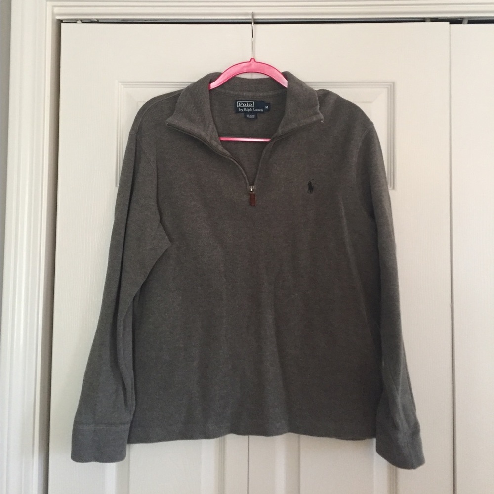Grey Men's Polo Quarter Zip Pullover