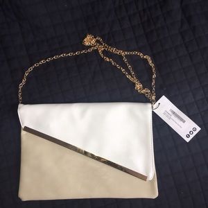 Boohoo Colour Block Metal Plate Clutch Bag
